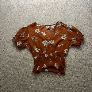 Burnt Orange Flower Printed Top